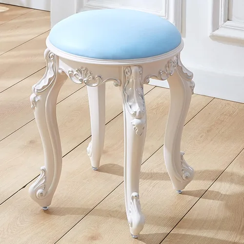 Vista 16 de Taburete de tocador, taburete de maquillaje, banco acolchado, asiento de piano en dormitorio, baño, pata de acero de plástico ABS, 16.9 in