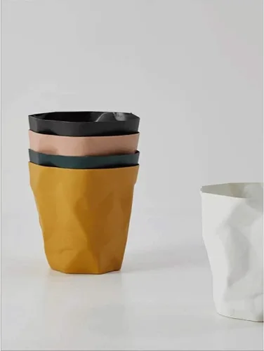 Vista 7 de Garbage Cans Garbage Cans, Wrinkle Plastic Trash Can,No Cover Barrel Shape Indoor Recycling Bins,3.1 Gallon Capacity Multiple Colour Basket