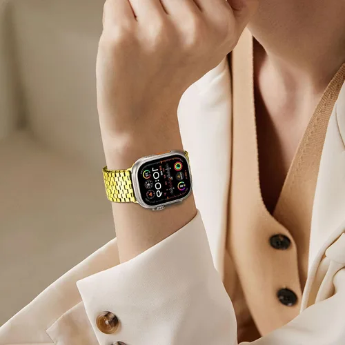 Vista 6 de Correas compatibles con Apple Watch Band de 1.654 pulgadas (Serie 10) 1.614 pulgadas, 1.575 pulgadas, 1.496 pulgadas, malla milanesa de acero