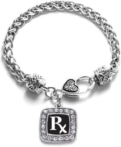 Vista 160 de Pulsera de dijes cuadrados de plata con joyería de circonita cúbica