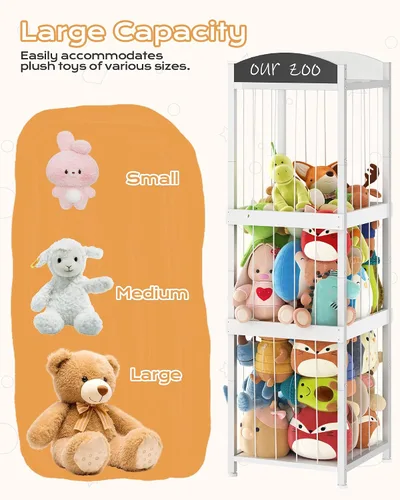 Vista 5 de CHOEZON Almacenamiento de animales de peluche, organizador de animales de peluche con cordones elásticos, soporte para animales de peluche