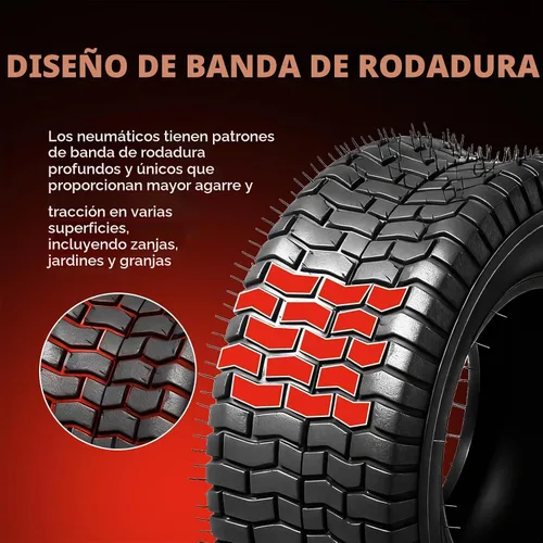Vista 6 de Neumáticos para cortacésped 16x6.50-8, paquete de 2, 4 capas, sin