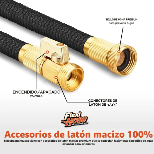 Vista 6 de Flexi Hose manguera de jardín expandible con boquilla de 8 funciones, 25 pies - manguera de jardín retráctil ligera, manguera de agua - flexibilidad