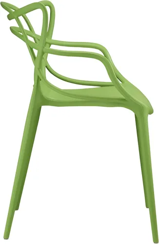Vista 3 de Modway Enredado moderno moldeado plástico cuatro sillas de comedor en verde