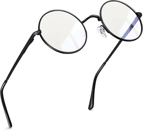 Vista 32 de Joopin Gafas de sol redondas pequeñas Hippie Circle Teashades Traje de protección UV Todo negro