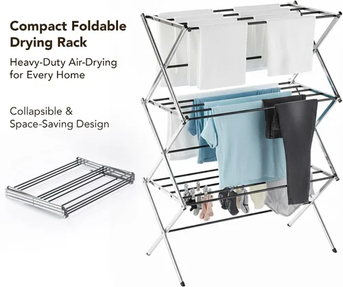 Vista 2 de Displays By Jack Secadora de ropa plegable portátil, estante de secado plegable para ropa, lencería, toallas, ropa de cama, ropa de cama