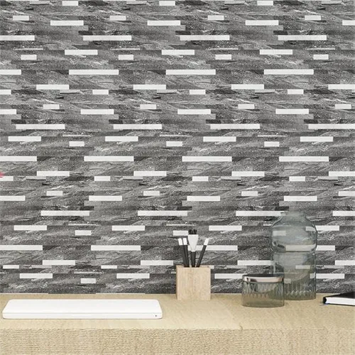 Vista 13 de KASARO - Azulejos de 1 hoja para pelar y pegar para salpicaduras de cocina, mármol beige con rayas doradas antiguas, azulejo autoadhesivo