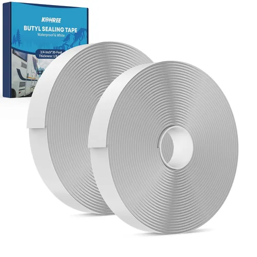 Vista 7 de Kohree Cinta de butilo blanca, 1 paquete, 1/8 pulgadas x 3/4 pulgadas x 30 pies, cinta selladora de butilo para caravana, cinta selladora de goma a