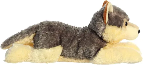 Vista 4 de Aurora® Adorable animal de peluche Grand Flopsie™ Wily Wolf, facilidad juguetona, compañeros atemporales, color gris, 16.5 pulgadas