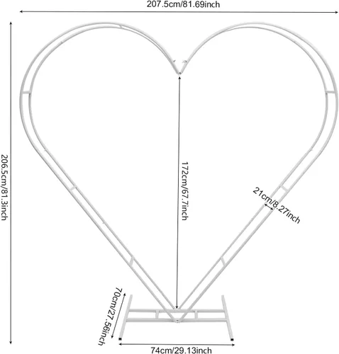 Vista 6 de Arco de boda moderno en forma de corazón de metal para arco de boda con marco de globo, marco de globos, estante de exhibición de bodas, eventos