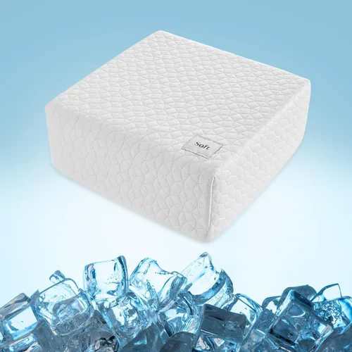 Vista 8 de HARBOREST Almohada Cubo Refrescante - Almohada para Dormir de Lado para Dolor de Cuello y Hombro, Almohada de Espuma Viscoelástica Cubo Pro con Azul