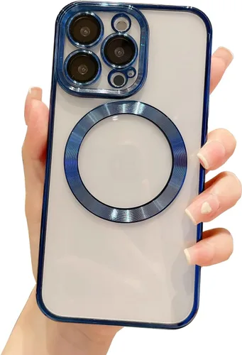 Vista 31 de Funda magnética transparente compatible con iPhone 11, lujosa funda MagSafe transparente a prueba de golpes con protector completo de lente