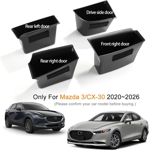 Vista 2 de 4 piezas Compatible con accesorios para Mazda 3 CX-30 2026 2025 2024 2023 2022 2021 2020, mango de puerta de coche, bolsillo, reposabrazos, caja