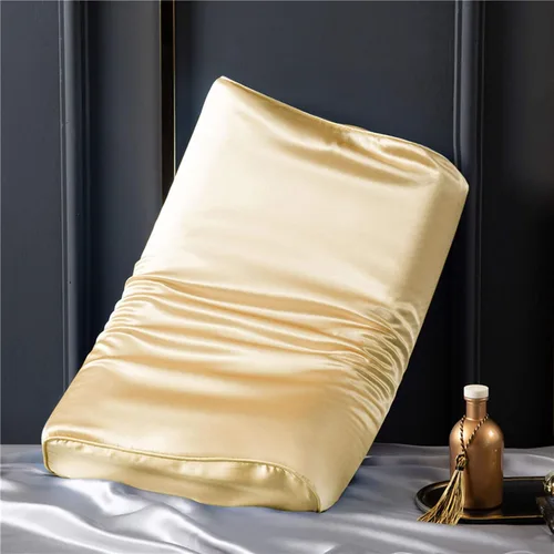 Vista 17 de Funda de almohada de seda para almohada de cuello de espuma viscoelástica, funda de almohada de seda de morera pura para almohada cervical de Beige