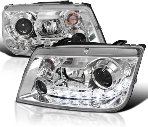 Vista 10 de SPEC-D TUNING Faros LED Proyectores Negros Compatibles con Volkswagen Jetta/Bora Mk4 1999-2004, Conjunto de Faros Izquierdo + Derecho