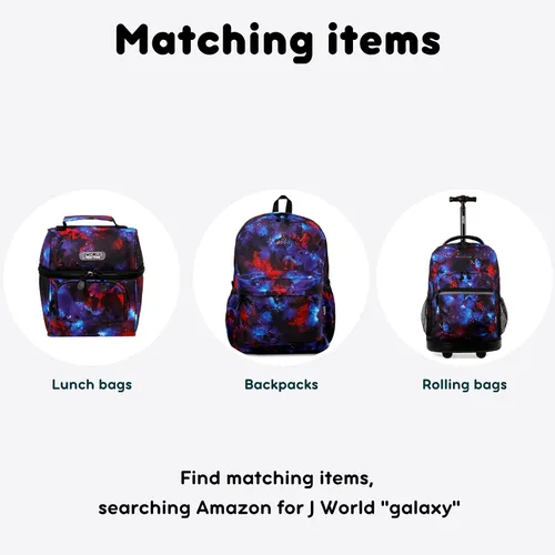 Vista 8 de J World Corey Lonchera para niños. Lonchera aislada para niños y niñas, Galaxy Galaxia