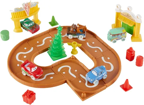 Vista 5 de Disney y Pixar Cars Toys Mini Racers Calendario de Adviento con 5 autos de juguete, piezas de pista y accesorios de mini juguete, 25 sorpresas