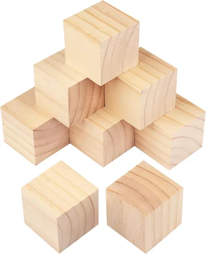 Vista 11 de 6 paquetes de bloques de madera para manualidades, cubos de madera de pino de 3.15 pulgadas, cubos de madera de 8 x 8 x 8 cm para pintar, estampar