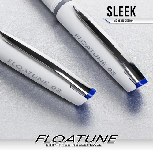 Vista 5 de Pentel Floatune Rollerball, punta media de 0.8 mm, tinta negra, paquete de 8 bolígrafos (BY108PF8A)