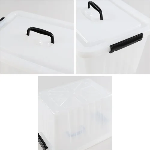 Vista 3 de Asking Caja de almacenamiento de plástico transparente de 18 L con asa, paquete de 4