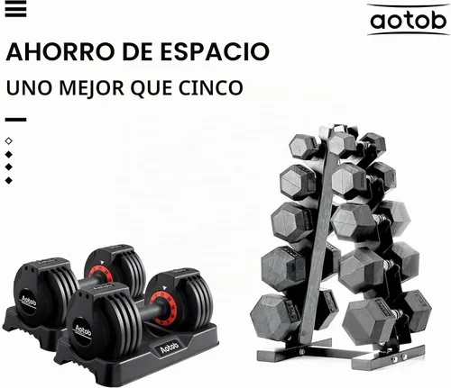 Vista 5 de AOTOB Adjustable Dumbbell Set 25/55 Lbs (Pair) Set of 2