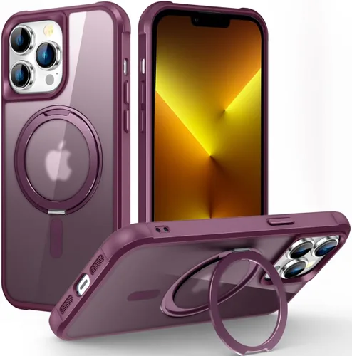 Vista 38 de Funda para iPhone 11 con soporte de anillo magnético giratorio de 360° [compatible con Mag-Safe] [Protección de grado militar] Funda translúcida