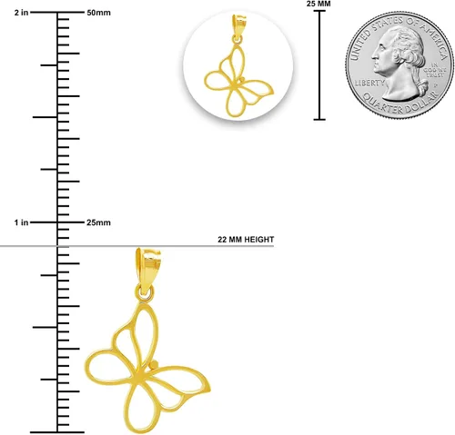 Vista 3 de Charm America - Gold Butterfly Charm - 10 Karat Solid Gold - Butterly Pendant Jewelry
