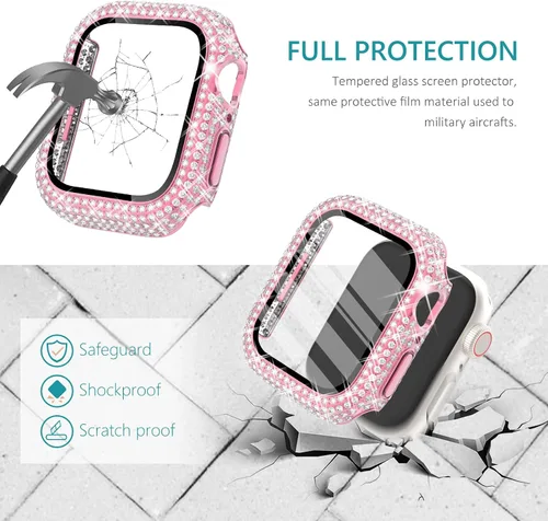 Vista 212 de Surace Bling - Carcasa con protector de pantalla para Apple Watch Series 3, 2, 1 de 1.496 pulgadas