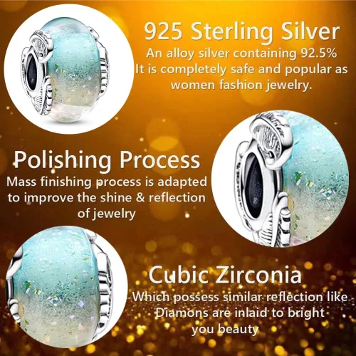 Vista 2 de Dijes de plata de ley 925 con circonita cúbica para mujer, pulseras y collares, Día de la Madre para mujer