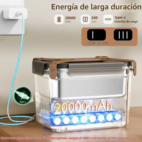 Vista 2 de Fiambrera eléctrica inalámbrica para adultos, lonchera térmica Verde oscuro