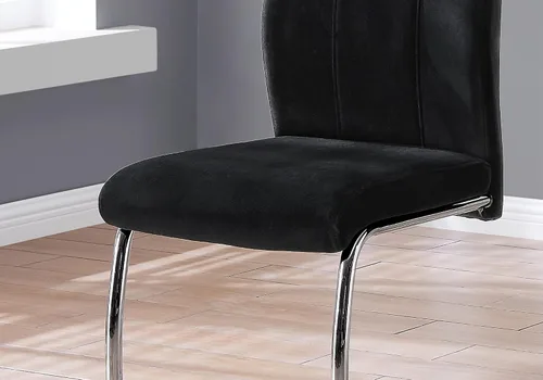 Vista 4 de Monarch Specialties SILLA - 2 unidades/39 pulgadas de alto/terciopelo negro/silla de comedor cromada