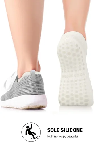 Vista 2 de 6 pares de calcetines de agarre de pilates para mujer, calcetines atléticos antideslizantes para yoga, barre, ballet, descalzo, entrenamiento