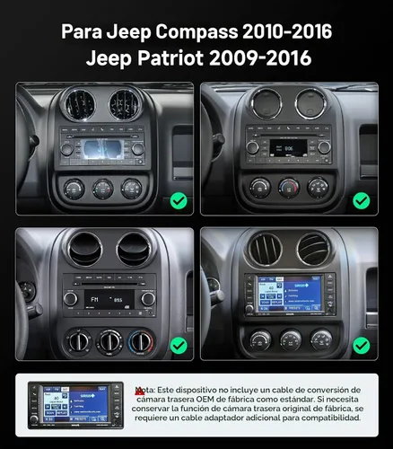 Vista 2 de Radio de coche para Jeep Compass Patriot 2010-2016, inalámbrico CarPlay