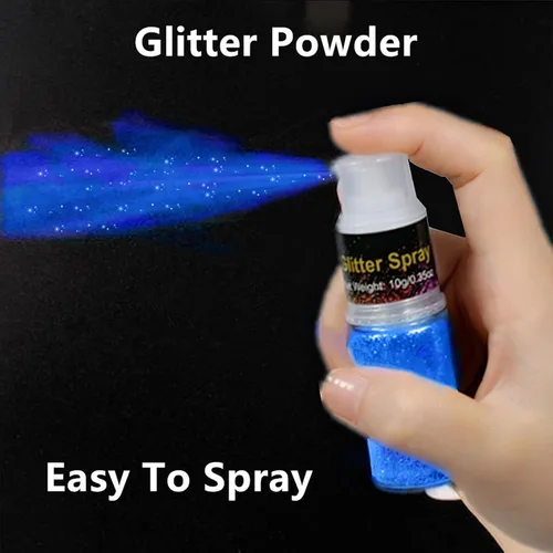 Vista 2 de Go Ho - Aerosol de purpurina para cabello y cuerpo, aerosol de purpurina en polvo seco azul para ropa, polvo de purpurina suelto para festivales