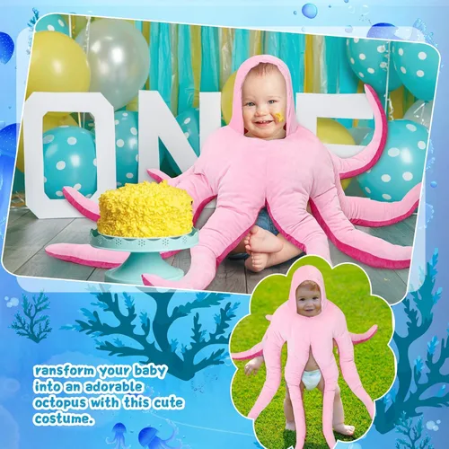 Vista 7 de Jenaai Disfraz de pulpo para bebé, disfraz de pulpo gigante, pulpo de peluche, lindo pulpo, disfraz de Halloween para bebés, niños y niñas