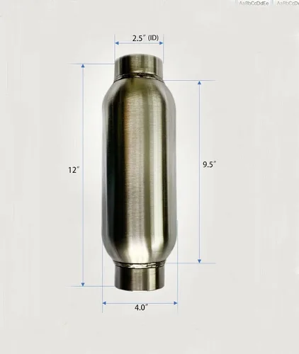 Vista 2 de Par de 2.5" Entrada/Salida - 12" Longitud Silenciador Resonador de Escape SS