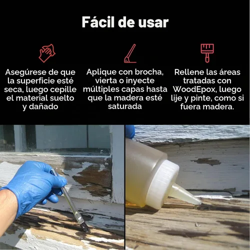 Vista 4 de Abatron LiquidWood - Kit de 2 galones, endurecedor de madera epoxi estructural y resina consolidante de 2 partes.