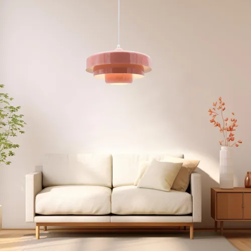 Vista 6 de Lámpara Colgante Rosa de Mediados de Siglo, Lámpara Colgante Nórdica, Accesorio de Iluminación Colgante, Luz de Techo Colgante con Diseño