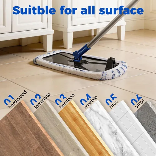Vista 9 de Masthome Trapeador de microfibra extra grande para limpieza de pisos, trapeador plano de 16 pulgadas con 5 almohadillas para uso húmedo y seco, mopa