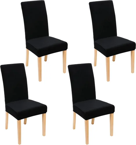 Vista 37 de smiry - Fundas para sillas de comedor de terciopelo elástico y suave, extraíbles, Terciopelo, Beige