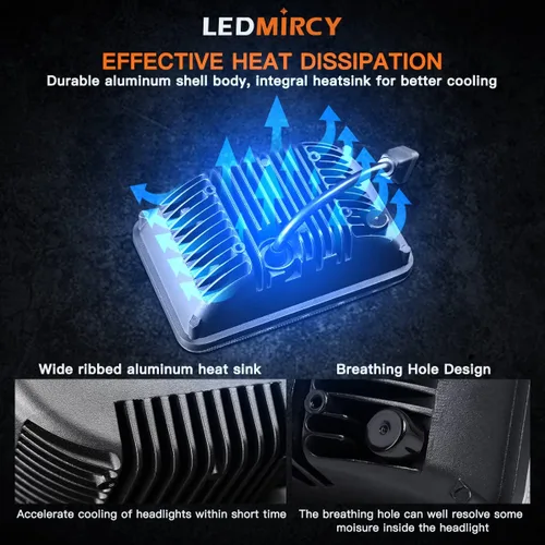 Vista 5 de LEDMIRCY Luces LED de 4 x 6 pulgadas, 4 unidades, luz LED rectangular de haz alto y bajo H4651 H4652 H4656 H4666 H6545 H4668 H4642 para Chevy Truck
