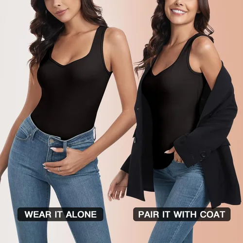 Vista 6 de WOWENY Camiseta sin mangas de forro polar térmico para mujer, sin mangas, cuello corazón, chaleco de invierno, ropa interior, camiseta cálida