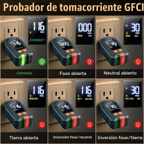Vista 4 de Goldeep Circuit Breaker Finder, GFCI Outlet Tester with Digital LCD Display Vitality Orange