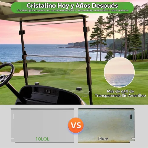 Vista 6 de 10L0L Golf Cart Windshield for EZGO TXT Gas and Electric 1995-up,5MM Transparente