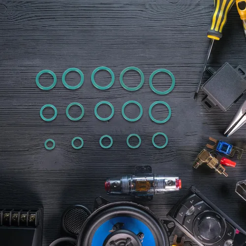 Vista 9 de 150pcs Fluorine Rubber Seal Ring Kit - Round Multi-Size Fluorelastomer O-Ring Gasket - Sealing Washers for Hydraulic Car Engine, Fuel Injector Sealer