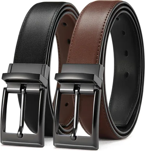 Vista 15 de CHAOREN Cinturón reversible para hombre, 1 pieza, cinturón de vestir de Negro/Marrón