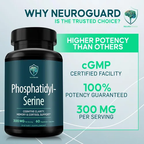Vista 5 de Suplemento de fosfatidilserina - Nootrópico prémium para la salud cerebral, la memoria, el enfoque y el estrés - 300 mg de lecitina de girasol, sin