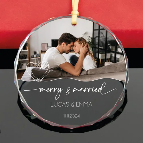 Vista 5 de Adorno personalizado para fotos de matrimonio de Mr & Mrs 2024 – Primera Navidad como casado, regalo de recién casados para parejas