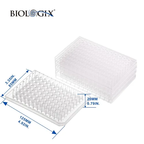 Vista 2 de Placas PCR de 96 pocillos de 0.0 fl oz, placa PCR de polipropileno transparente con faldón, tubos de pared ultrafinos, sin ADNasa/RNasa, paquete