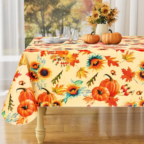 Vista 30 de misaya Mantel rectangular de vinilo impermeable, mantel lavable con reverso de franela, mantel de plástico para cena, picnic, interior y exterior